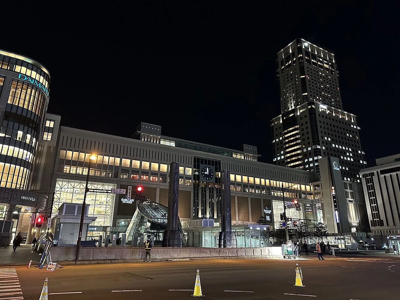 Sapporo Station south frontage at night